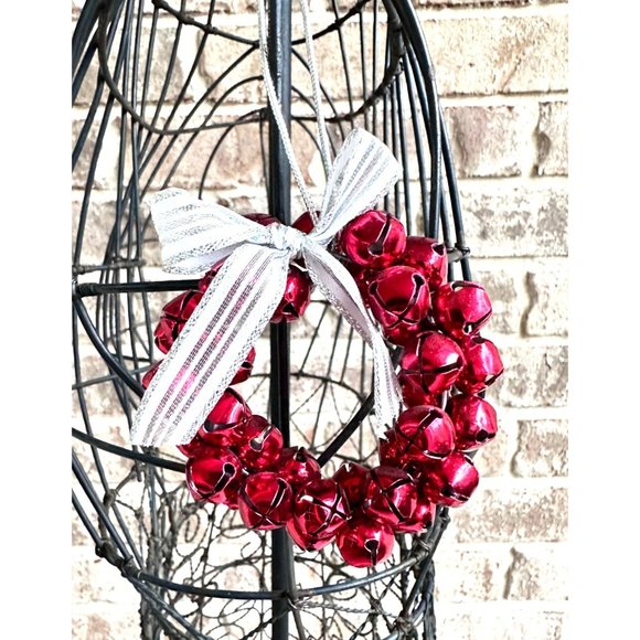 Vintage 90's Jingle Bells Ornament Red Christmas Hand Painted Metal New … - Picture 3 of 12